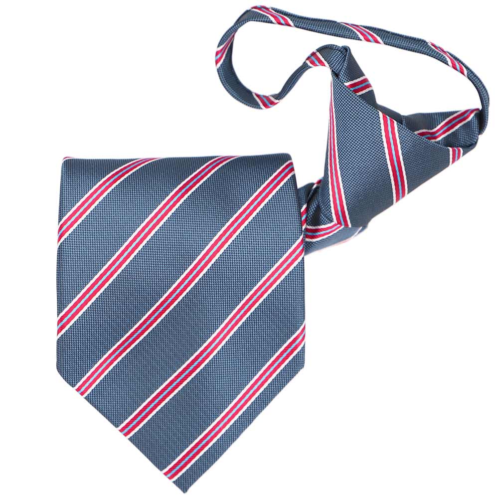 Denim Blue Pencil Striped Zipper Tie | Shop at TieMart – TieMart, Inc.