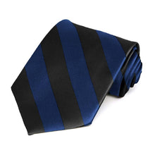 Load image into Gallery viewer, Blue Velvet and Black Striped Tie