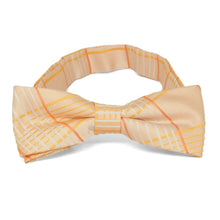 Load image into Gallery viewer, Boys&#39; light orange plaid bow tie, close up view