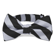 Load image into Gallery viewer, Boys&#39; Black and Silver Striped Bow Tie