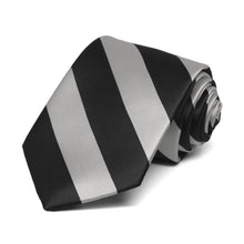 Load image into Gallery viewer, Boys&#39; Black and Silver Striped Tie