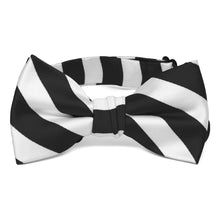 Load image into Gallery viewer, Boys&#39; Black and White Striped Bow Tie