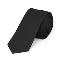 Load image into Gallery viewer, Boys&#39; Black Skinny Solid Color Necktie, 2&quot; Width