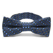 Load image into Gallery viewer, Blue square pattern boys&#39; bow tie, front view