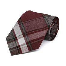 Load image into Gallery viewer, Boys&#39; burgundy and gray plaid tie