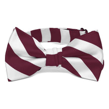Load image into Gallery viewer, Boys&#39; Burgundy and White Striped Bow Tie