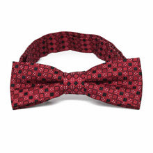 Load image into Gallery viewer, Crimson red square pattern boys&#39; bow tie, front view