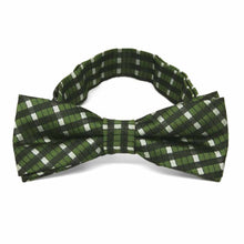 Load image into Gallery viewer, Boys&#39; green and white plaid bowtie, front view