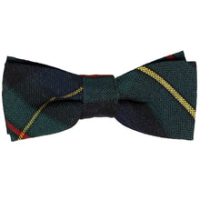 Load image into Gallery viewer, Boys&#39; navy blue and hunter green plaid holiday bow tie