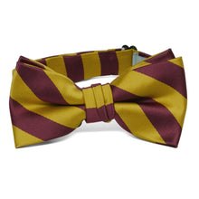 Load image into Gallery viewer, Boys&#39; Maroon and Gold Striped Bow Tie