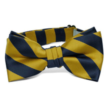 Load image into Gallery viewer, Boys&#39; Navy Blue and Gold Striped Bow Tie