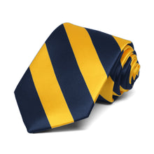 Load image into Gallery viewer, Boys&#39; Navy Blue and Golden Yellow Striped Tie