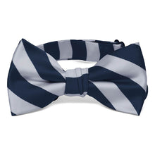 Load image into Gallery viewer, Boys&#39; Navy Blue and Silver Striped Bow Tie