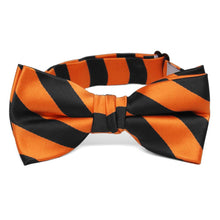Load image into Gallery viewer, Boys&#39; Orange and Black Striped Bow Tie