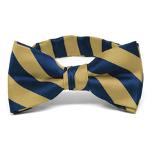 Load image into Gallery viewer, Boys&#39; Light Gold and Twilight Blue Striped Bow Tie