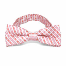 Load image into Gallery viewer, Boys&#39; pink and white plaid bow tie, front view