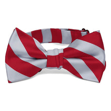 Load image into Gallery viewer, Boys&#39; Red and Silver Striped Bow Tie