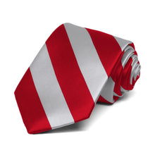 Load image into Gallery viewer, Boys&#39; Red and Silver Striped Tie