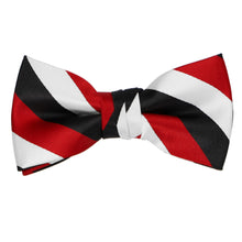 Load image into Gallery viewer, A black, red and white striped boys bow tie