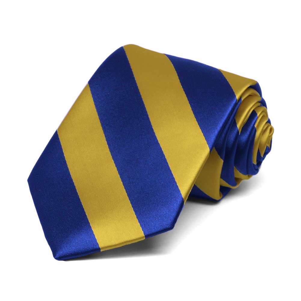 Boys' Royal Blue and Gold Striped Tie | Shop at TieMart – TieMart, Inc.