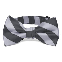 Load image into Gallery viewer, Boys&#39; Silver and Dark Gray Striped Bow Tie