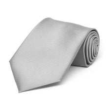 Load image into Gallery viewer, Boys&#39; Silver Solid Color Necktie