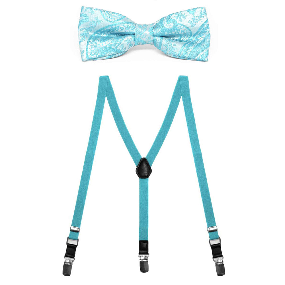 Blue Bow Tie and Suspenders Set