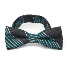 Load image into Gallery viewer, Boys&#39; turquoise and black bow tie, front view