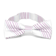 Load image into Gallery viewer, Boys&#39; white and light purple plaid bow tie, front view