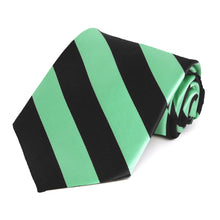 Load image into Gallery viewer, Bright Mint and Black Extra Long Striped Tie