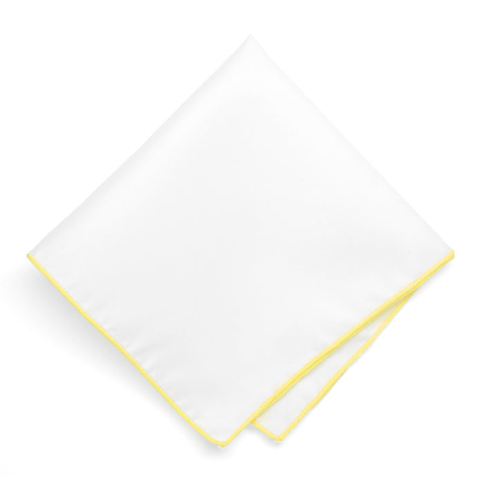 Bright Yellow Tipped White Pocket Square