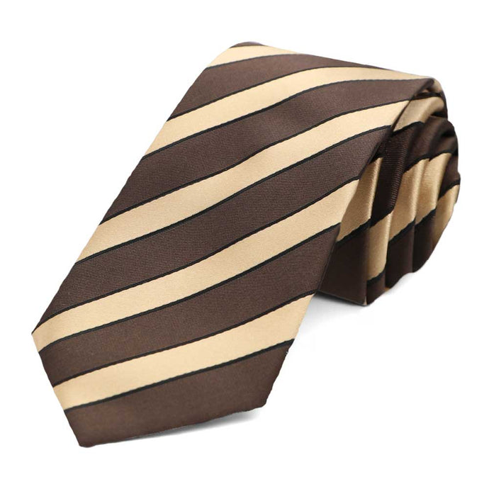 Brown Jarbridge Striped Slim Necktie