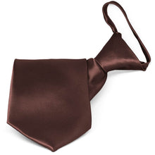 Load image into Gallery viewer, Brown Solid Color Zipper Tie