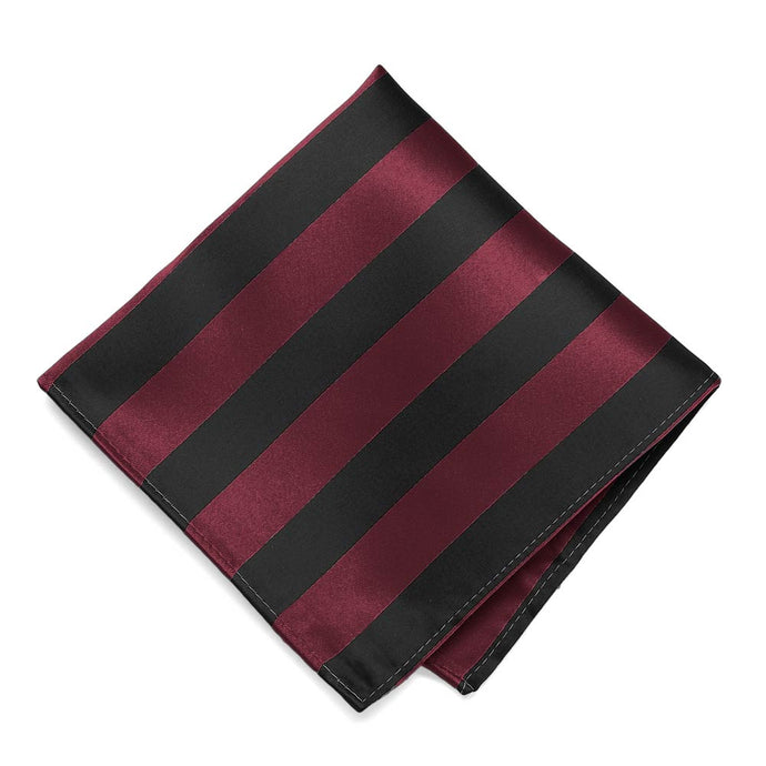 Burgundy and Black Striped Pocket Square