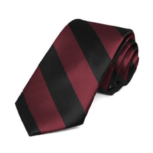 Load image into Gallery viewer, Burgundy and Black Striped Slim Tie, 2.5&quot; Width