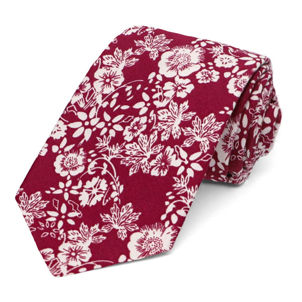 Burgundy Floral Cotton/Silk Tie  Shop at TieMart – TieMart, Inc.