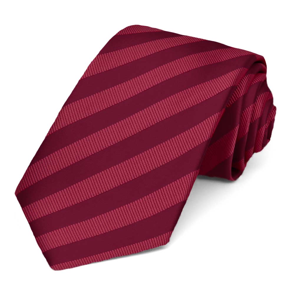 Men's Solid Color Tonal Stripe Regular Neck Tie - Burgundy - Jacob