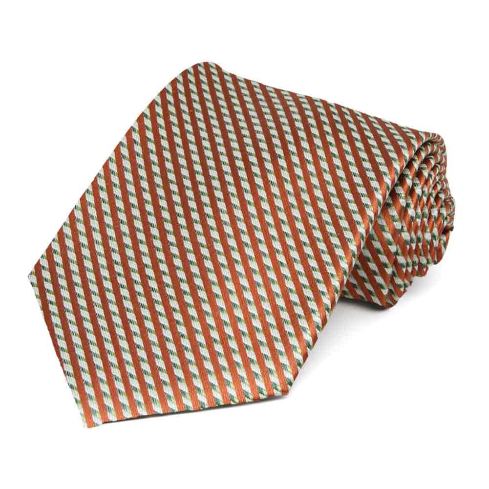 Burnt Orange Striped Cotton/Silk Necktie