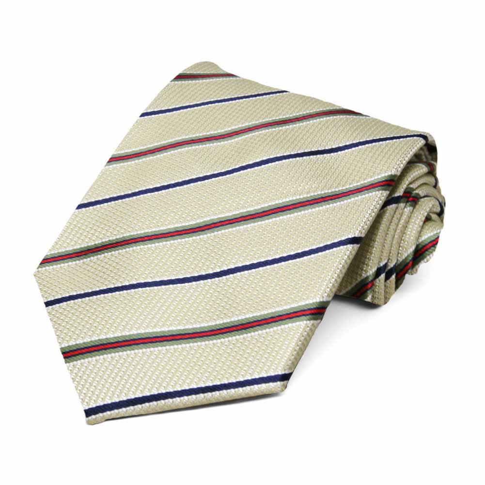 Seaton - Set of 6: Striped Neck Tie + Cufflinks + Tie Clip +