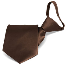 Load image into Gallery viewer, Chestnut brown pre-tied zipper tie