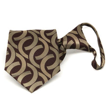 Load image into Gallery viewer, Brown and beige link pattern zipper tie, folded front view