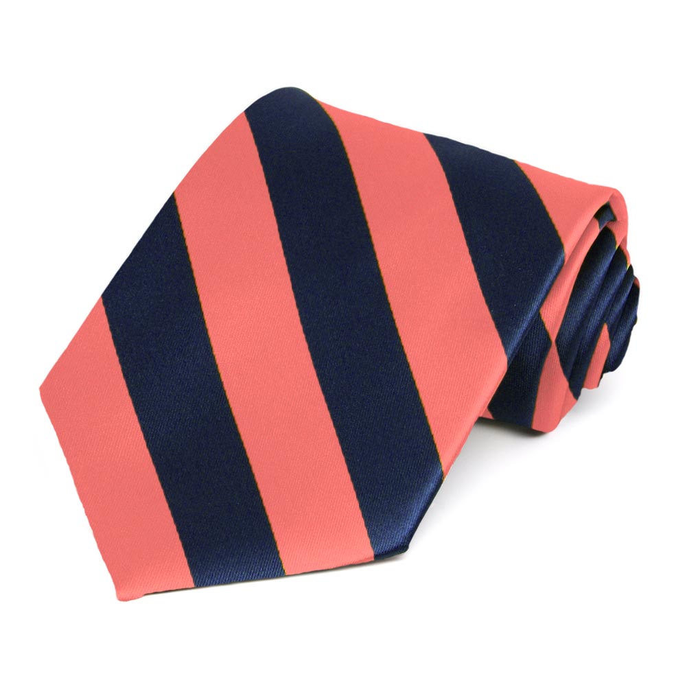 coral and navy tie pin dots