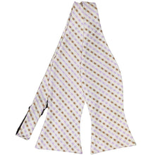 Load image into Gallery viewer, Cream, tan and light purple plaid untied self-tie bow tie, flat front view