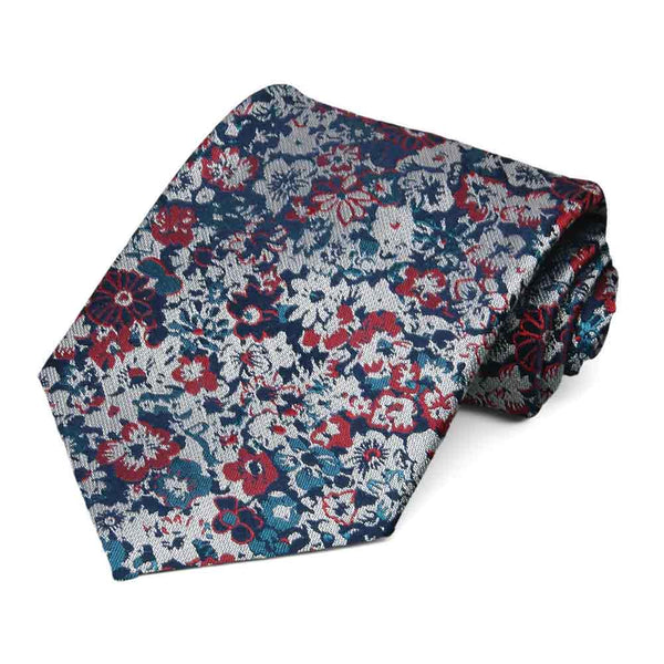 Bright Red Floral Silk Tie