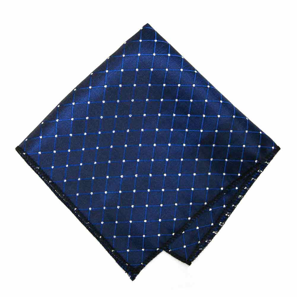 Dark Blue Grid Pocket Square | Shop at TieMart – TieMart, Inc.