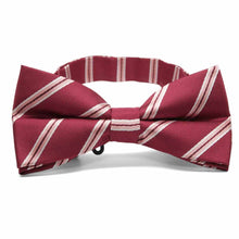 Load image into Gallery viewer, Burgundy Melvin Stripe Band Collar Bow Tie