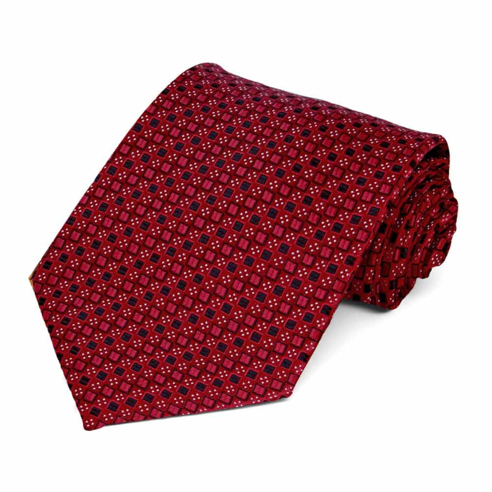 Crimson Red Square Pattern Extra Long Tie | Shop at TieMart – TieMart, Inc.