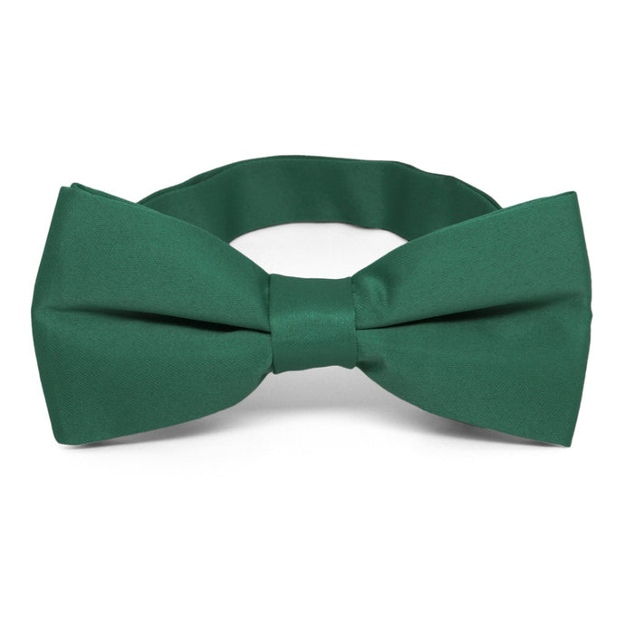 Dark green bow tie, close up front view