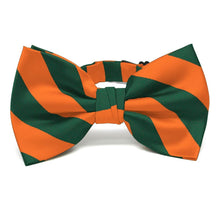 Load image into Gallery viewer, Florida Orange and Dark Green Striped Bow Tie