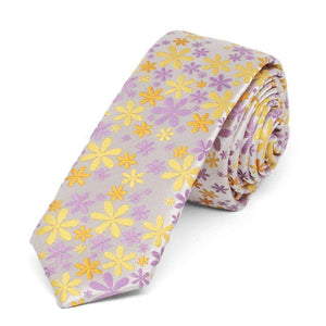 Flower Power Skinny Necktie, 2" Width